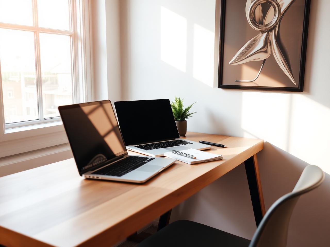 Modern small-business workspace with warm morning light